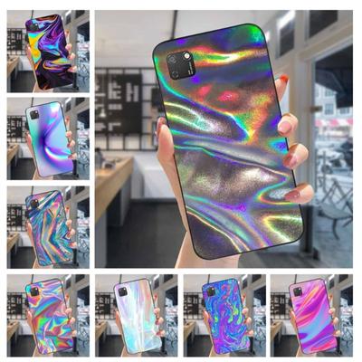 Funda de teléfono con patrón holográfico colorido para Huawei Mate 40 30 20 10 Pro Lite Nova 9 8 5T Y7p Y7 Funda de teléfono negra suave