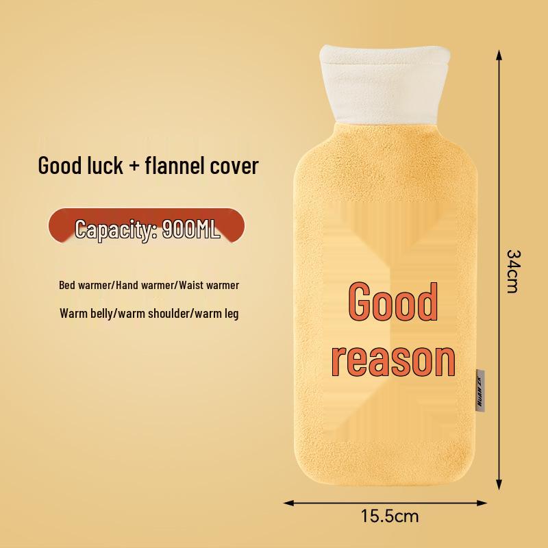 Large Plush-covered Hot Water Bottle with Waist Support and Thickened Rubber Hand Warmer Bag