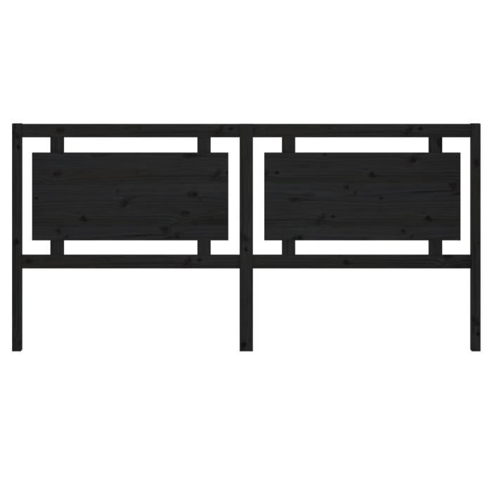 VidaXL Headboard Black 205.5x4x100 Cm Solid Pine Wood 817964