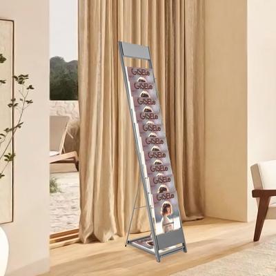 10-Tier Iron Magazine Rack Floor-Standing Heavy-Duty Literature Display Stand 110LBS Load-Bearing Foldable for Office/Bookstore