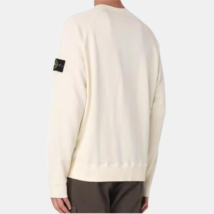 STONE ISLAND Logo Patch Crew Neck Long Sleeve Sweatshirt Men Sweatshirt Beige K1S156100023S0121-V0093
