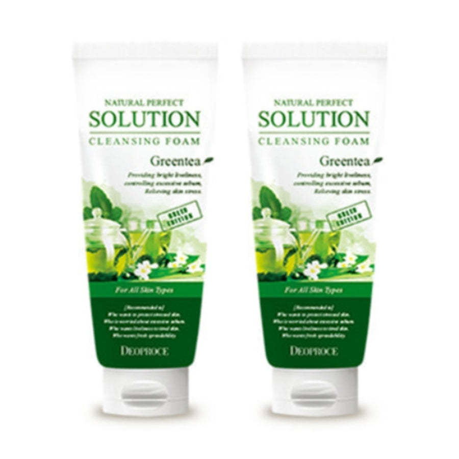 Deoproce Natural Perfect Solution Cleansing Foam Green Tea 170g*1Pc/2Pcs/3Pcs