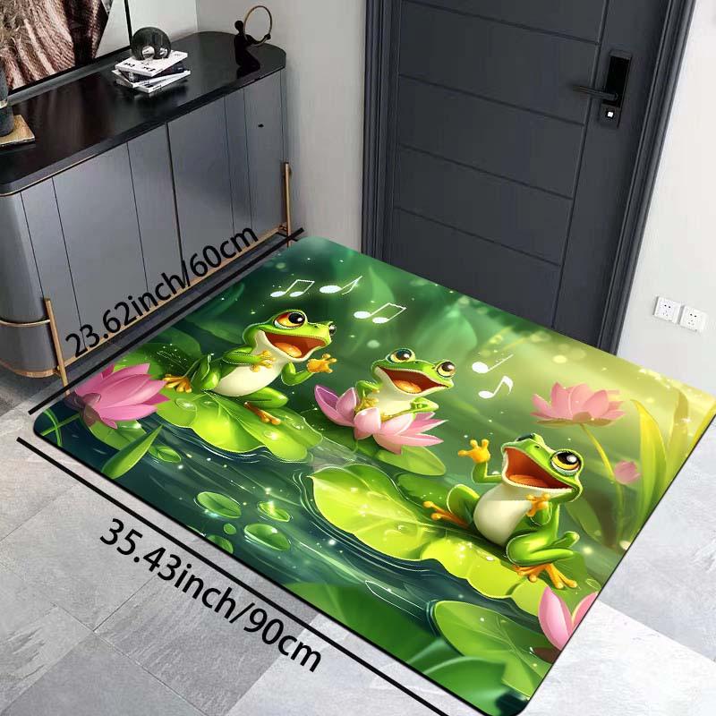 1pc Cartoon Singing Three Frogs Gaming Room Mat Bathroom Rug Kitchen Mat Living Room Carpet Bedroom Rug Indoor Doormat Machine Washable