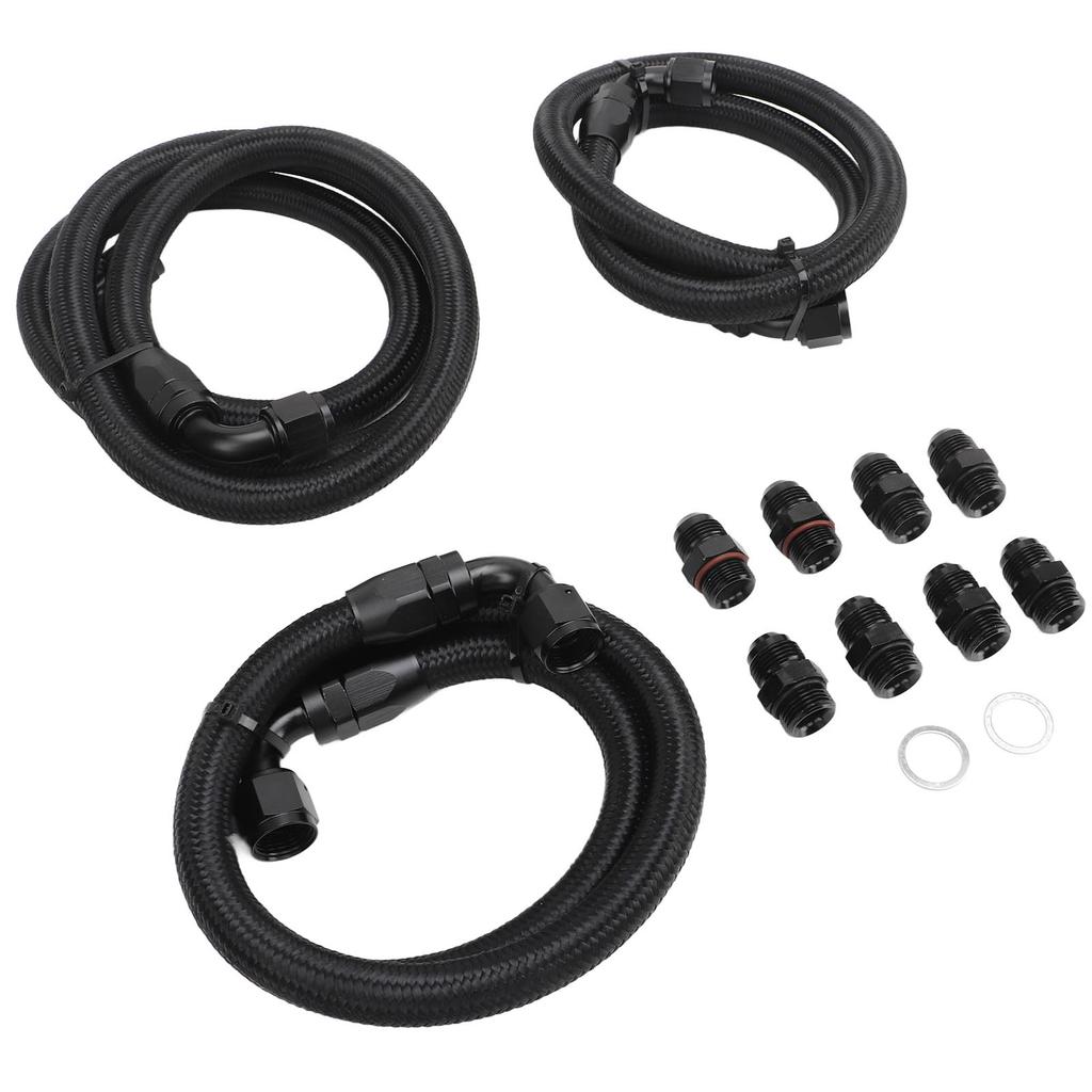 Transmission Cooler Lines Black Anodized Hose Fitting Kit Replacement for Chevy 6.6L for Duramax LLY LBZ LMM 2006‑2010