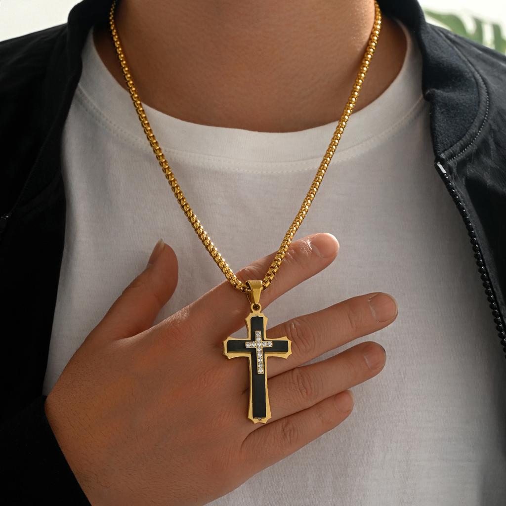 European and American Personality Niche Jewelry Accessories Double Cross Pendant Necklace