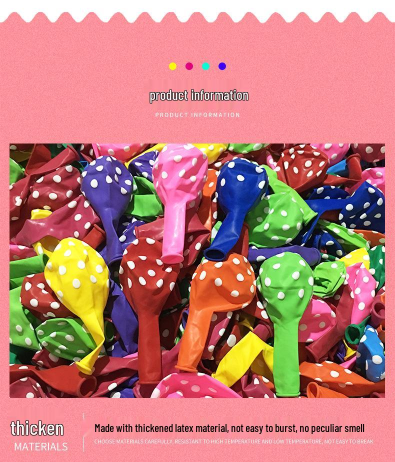 12-Inch Thickened Polka Dot Latex Balloons for Birthday, Party, Wedding, Room Decorations in Candy Colors.