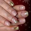 Reusable French Tip False With Sparkling Snowflakes No Required Holiday Manicure ABS Art For Women And Ideas