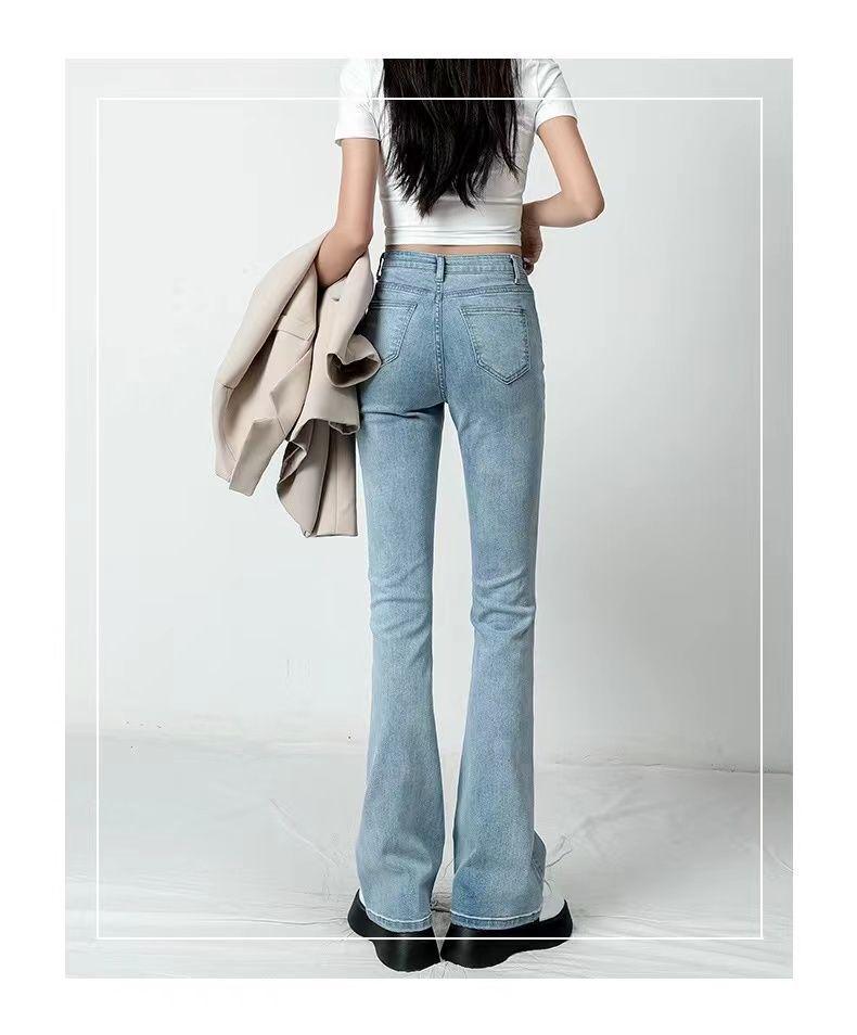 Women's High-Waist Black Micro-Flare Jeans: Slimming, Versatile, Trendy Wide-Leg Horseshoe Pants, Floor-Length, 2025 Collection.