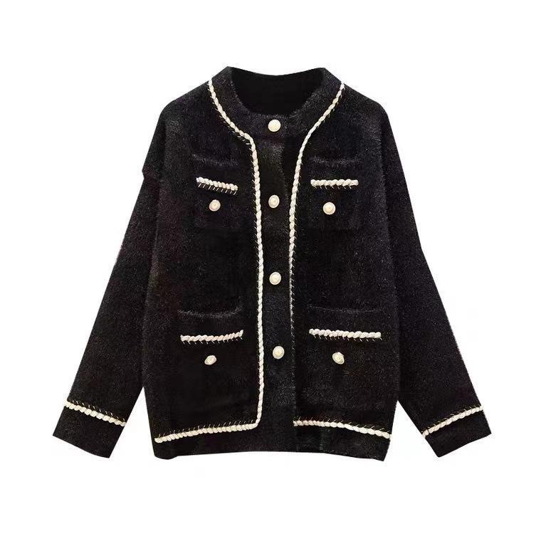 

Свитер Пальто Женский Осень Зима Ленивый Стиль Женский Корейский Ретро Свободный O Шея Вязаный Кардиган Мода One Size чёрный