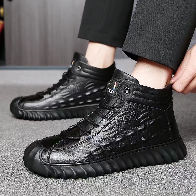 Winter new fashion simple cotton shoes men's high-top warm piled thickened casual snow boots