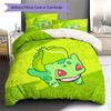 Bulbasaur Pattern Bedding Quilt Set Quilt Cover Pillowcase Home Decoration Birthday Gift (1 * duvet cover + 2 * pillowcase, without core)