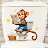 3D Funny Cartoon Monkey Reading Newspaper Toilet Wall Sticker Self-Adhesive Waterproof Removable Bathroom Home Decor Art