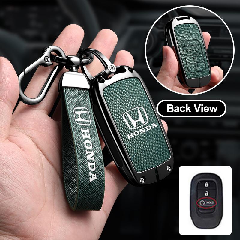 Leather Car Remote Key Case Cover Protector Key 2/3/4 Buttons Shell Fob Keychain For Honda Civic Accord HR-V CR-V CRV 2022 2023