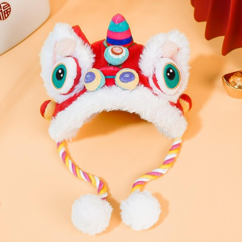 Pet New Year Tiger Head Hat Autumn and Winter Warm Dog Cat Funny Transformation Hood