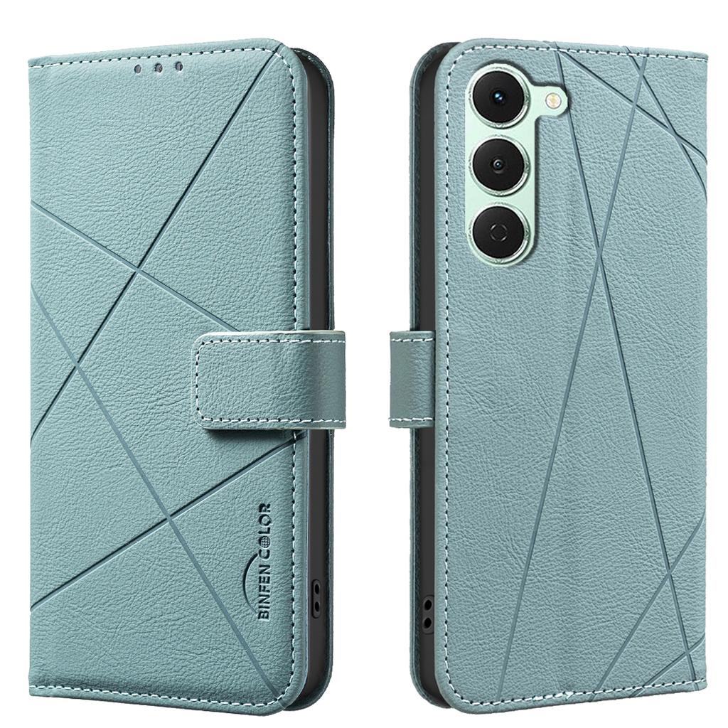 For TECNO Spark 40 Pro 4G Case BINFEN COLOR BF35 Geometry Imprinted Leather Phone Cover RFID Blocking Wallet Stand