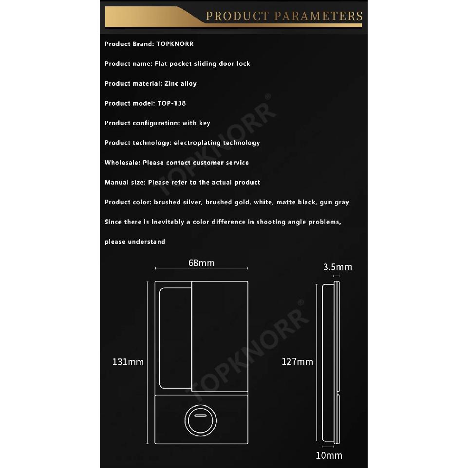 Invisible Pocket Door Lock with Double-Sided Handle Ghost Door Hook Minimalist Kitchen Sliding Door Lock for Home Security