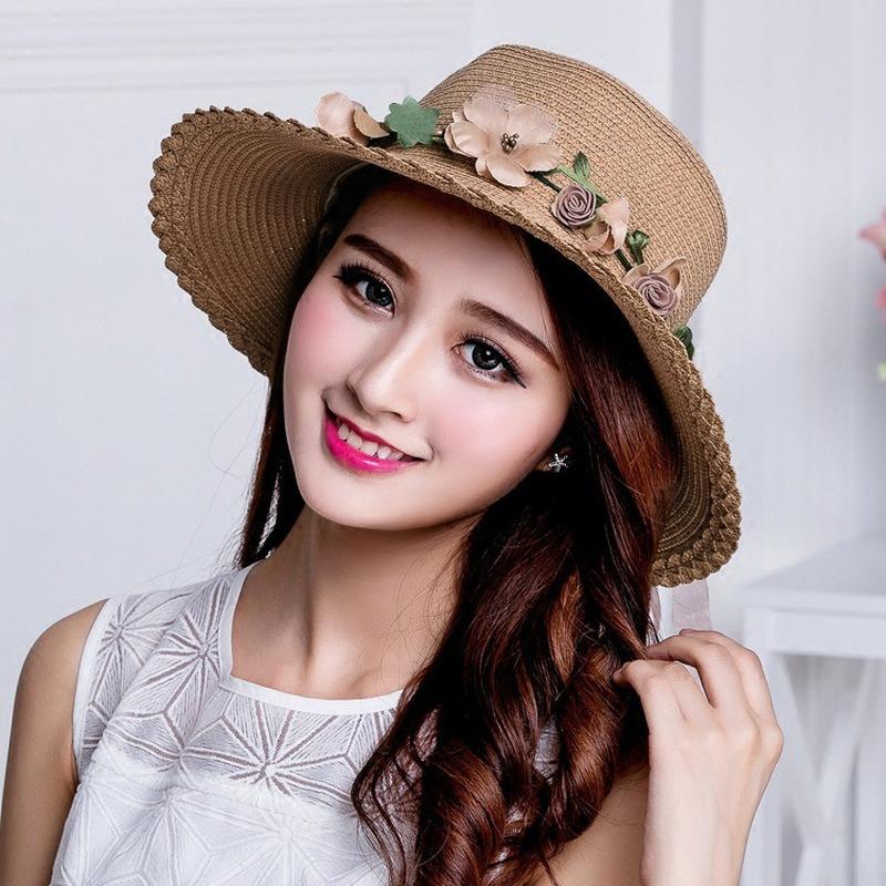 Summer Elegant Women's Hats Flower Ring Straw Hat Sun Hats Straw Beach Hat Flower Rope Woman's Hat Fashion Accessories