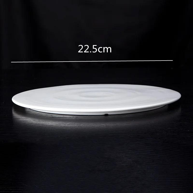 White Ceramic Steak Plate Sushi Cake Dessert Flat Characteristic Hotel Restaurant Dinner Round Western Food
