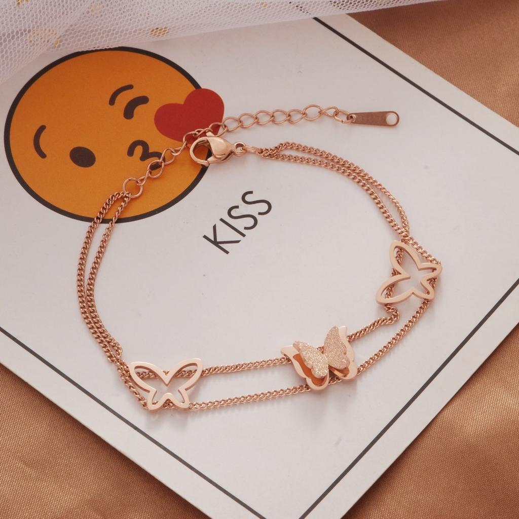 Ladies Titanium Steel Hollow Out Butterfly Bracelet Jewelry