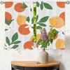 Oranges and Lemons Kitchen Curtains Tropical Fruit Slice Floral Leaves Fresh Short Tier Curtains for Bathroom Cafe Small Window