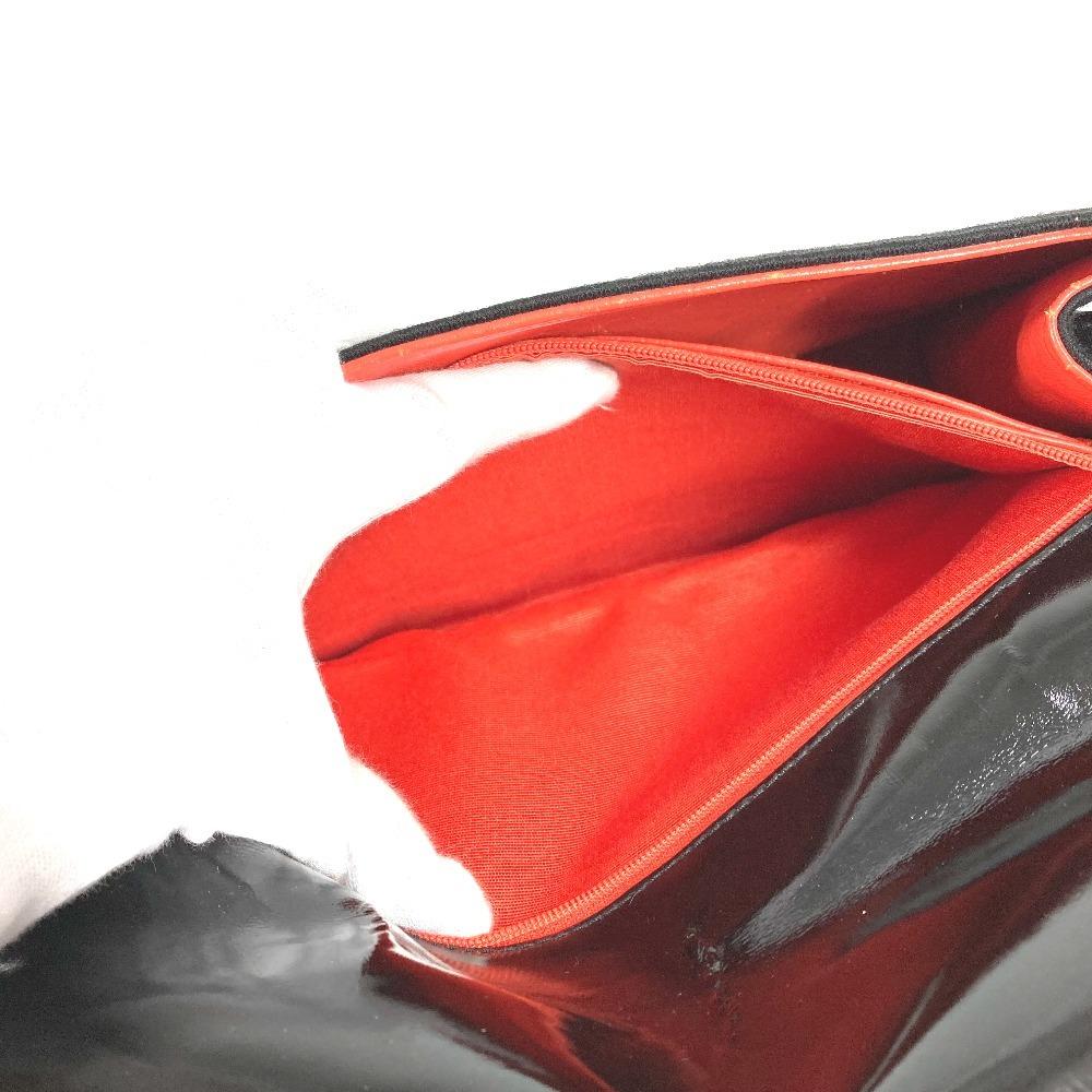 CHANEL vintage CC logo flap bag Shoulder Bag cotton / Patent Leather Black