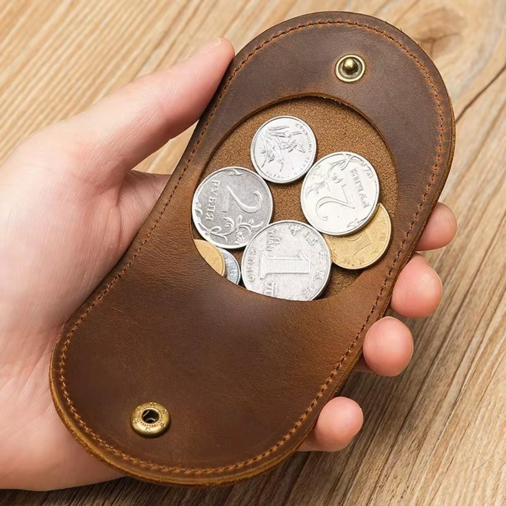 Simple Style Genuine Leather Small Wallet Handmade Ultra Light Change Purse Hasp Mini Coin Purse Men And Women