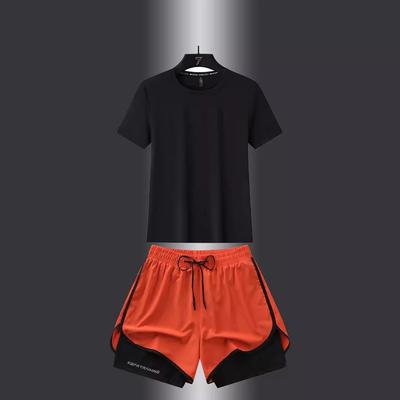 Outdoor Sports Ice Quick Drying Set, Short Sleeved T-shirt, Shorts, Running Fitness Set, Two-piece Set