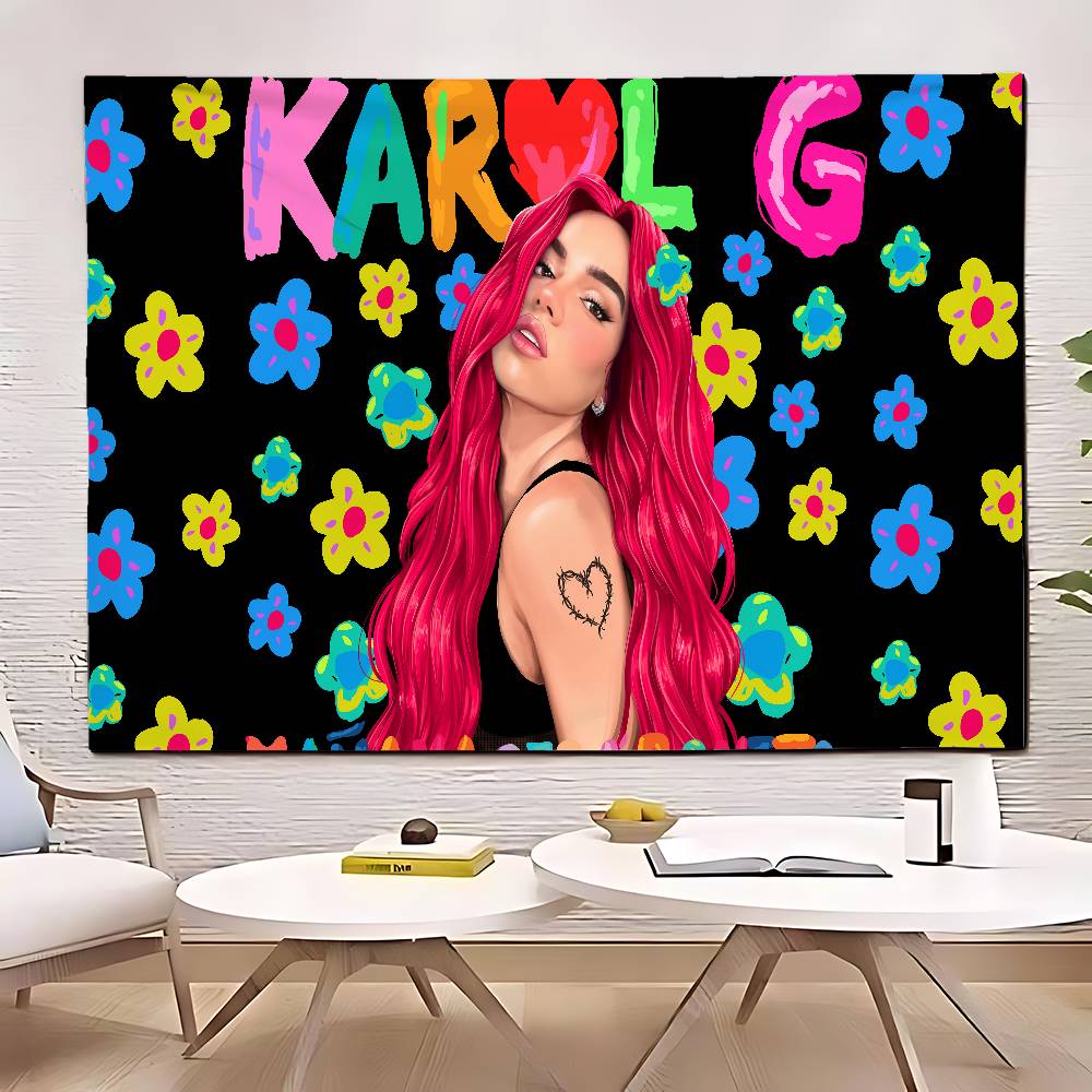 Sängerin KKarol G Bank Wandteppich Personalisierbare Wandteppiche Verschiedener Stile Wandbehang Promi-Fotodruck Wandbehang