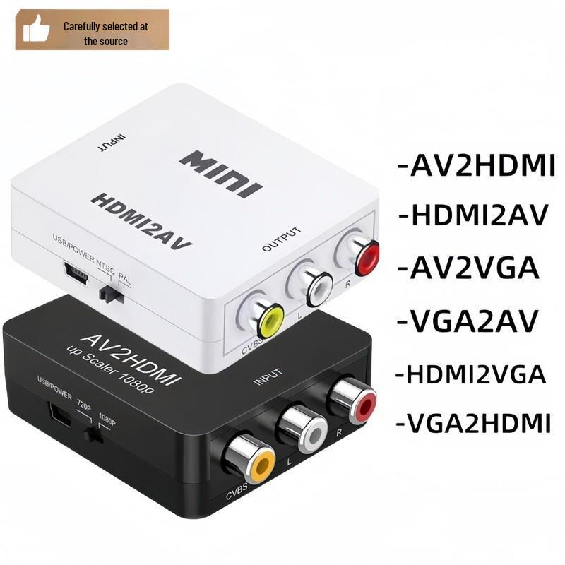 Compact HDMI To AV/VGA Converter – High-Definition Video Converter (White)