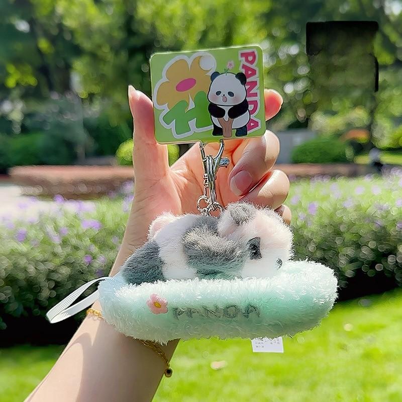 

Panda Jinnew Cartoonbaby Plush Keychain Doll With Letter Embroidered Details синий