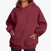 Women's Solid Color Fleece Hooded Sweatshirt: Autumn/Winter, Long-Sleeve, Pocketed, Loose-Fit Pullover
