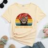 Camiseta de mujer con estampado de el mejor gato mamá de todos los tiempos ropa de calle informal con cuello redondo camisetas