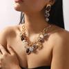 Retro Luxuriou Necklace Earrings Set Bohemian Resin Gemstone Beaded Jewelry For Women Party Gift