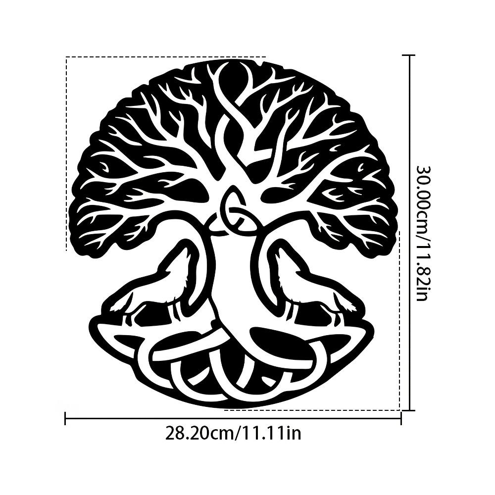 

1pc Celtic Tree of Life Wolf Metal Wall Sculpture Iron Knot Branch Art for Living Room Bedroom Study Easy Install 12in