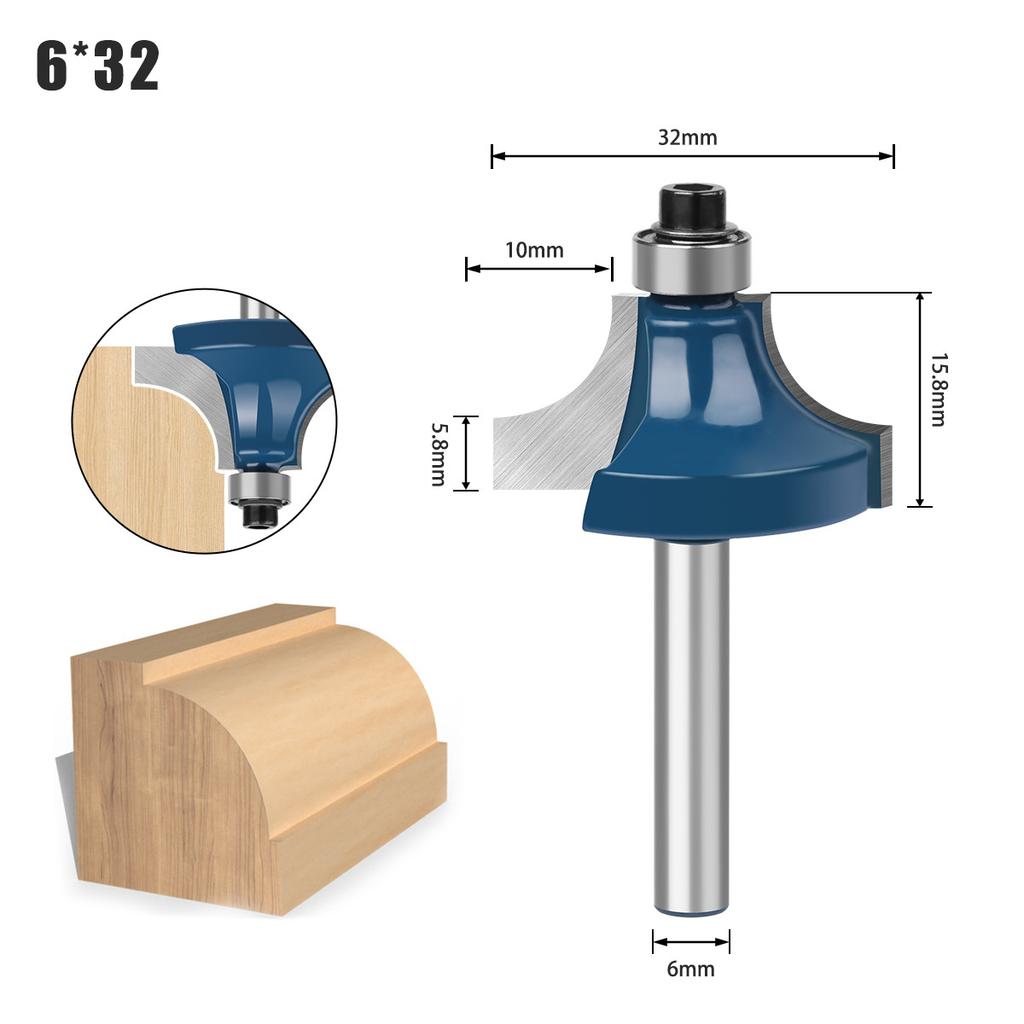 1/4 Handle Seven-Piece Combination Woodworking Milling Cutter Set, Rounded Corner Knife Straight Knife Trimming Machine Engraving Machine Cutter Head