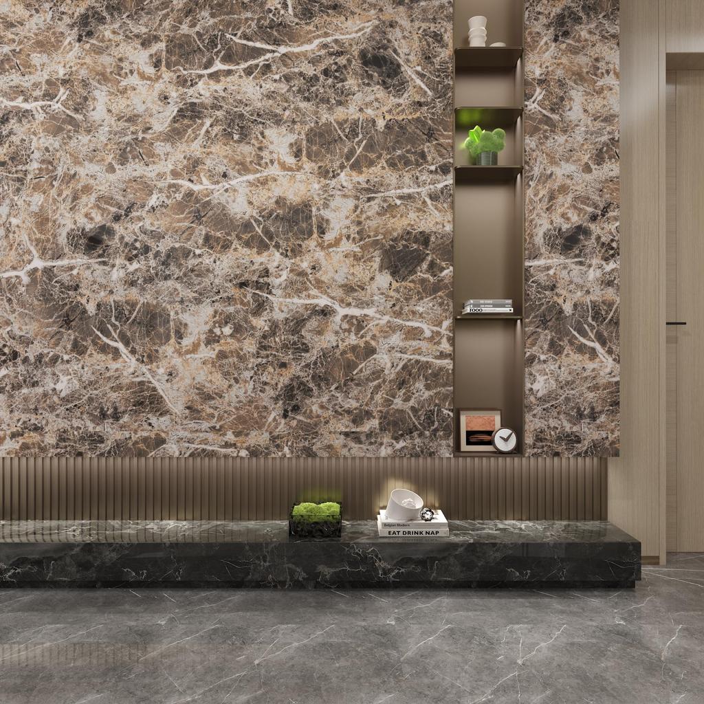 JSEVEM Marmor Tapete Abnehmbar Marmor Braun Schneidbar Küche Wohnmöbel Renovierung 40x500cm Aufkleber, Tapete, Bogen, Wasserdicht,