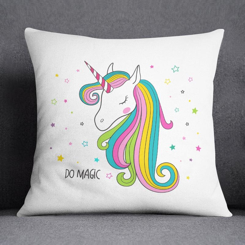 Cartoon Pink Unicorn Collection Pillow Gift Home Office Decor Pillow Bedroom Sofa Car Cushion Cover Pillowcase