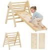 Climbing Game with Triangle and Slide and Panel. For Children 18-48 Months. Wood Color