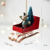 Santa Claus Sleigh Hanging Ornament , Vintage Christmas Decoration with Santa, Reindeer, Snowman Heavy Duty Metal/Resin Construction