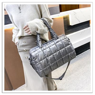 Moteriškas mados krepšys didelės talpos vieno peties skersinis krepšys korėjietiškos versijos mažos masės languotas medvilninio kostiumo rankinė