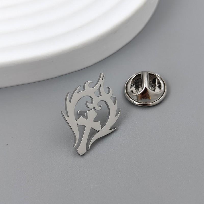 

Flame Cross Brooch Cufflinks Cutting Hollow Design Creative Personality Fashion Clothing Accessories 14k