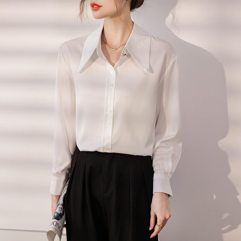 Women Blouses Shirts 2025 Spring Long Sleeve Women Blouse Shirt Turn Down Colla White Chiffon Blouse Shirt Women Tops J859