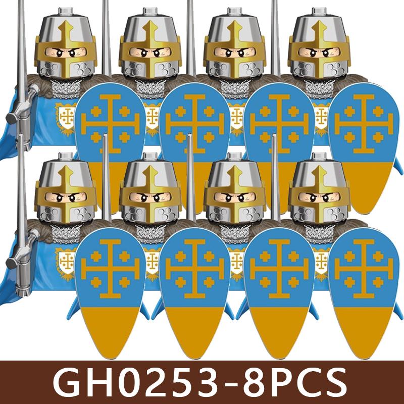 Medieval Roman Soldier Figures Building Blocks MIlitary Castle Warrior Hospital Templar Knight Flag Cloak Accessories Bricks Toy