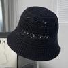 New Hollow Knitted Bucket Hat Multi-color Face Small Breathable Versatile Bucket Hat Sun Protection Sun Hat Foldable Hat