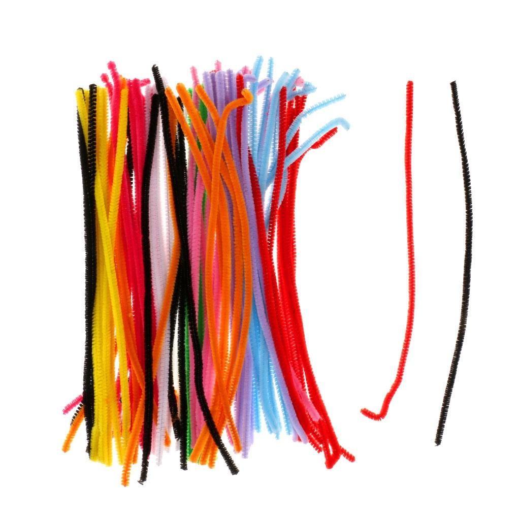 100Pcs Assorted Plush Pipe Cleaners Chenille Craft Supplies Stems Christmas Decor