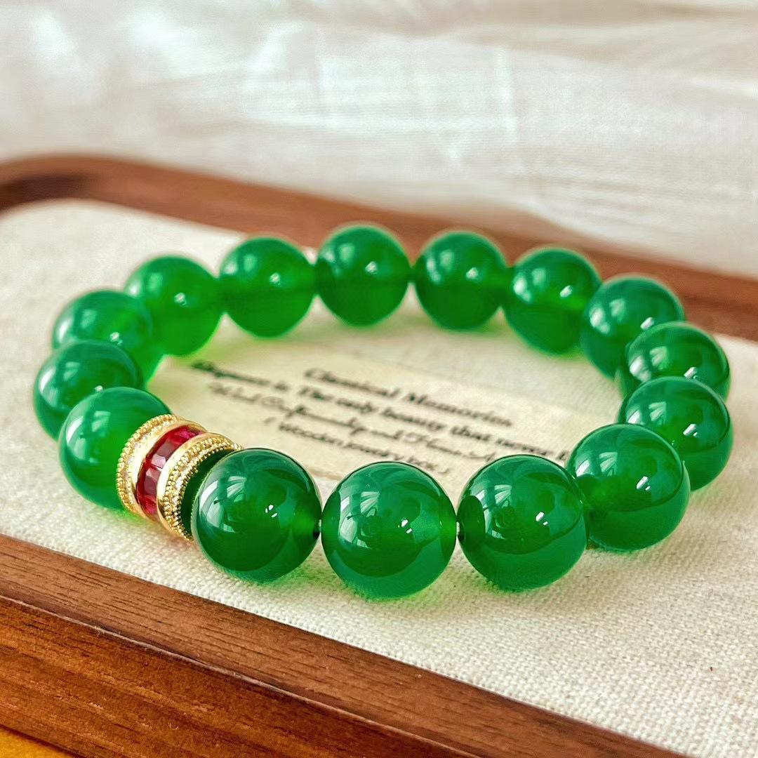 

12Mm Brazilian Natural Chalcedony Agate Versatile Chain Bracelet Femininity Gift Comparable To Jadeite