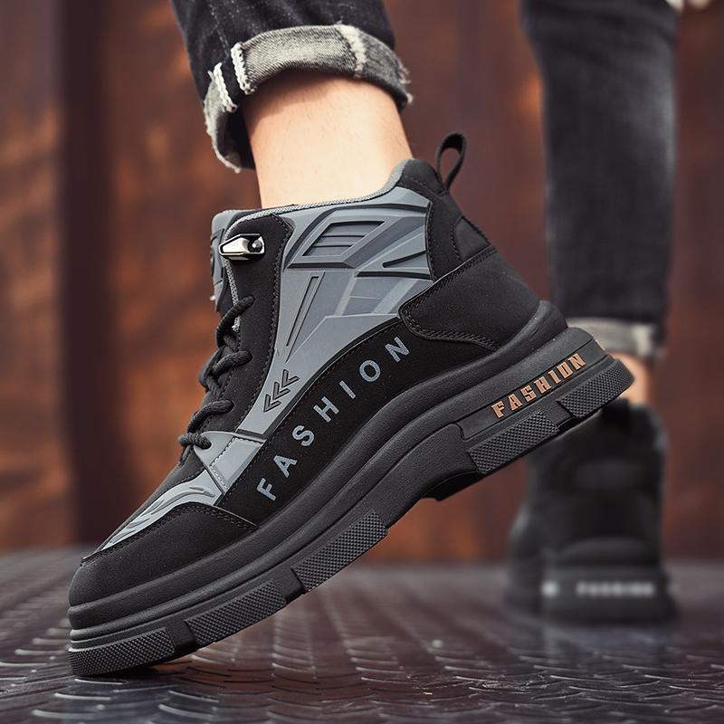 Labor Insurance Men's Shoes Autumn and Winter Construction Site Work Non-slip and Wear-resistant Work Shoes Black Sports Platform Mountaineering Mar