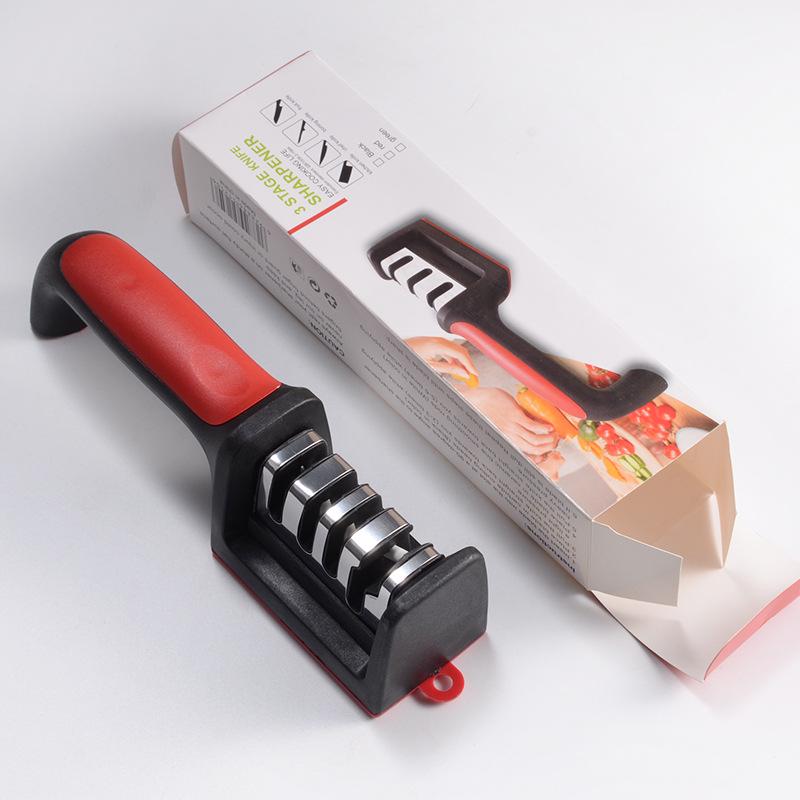 Four-Stage Multifunctional Knife Sharpener with Stone Rod for Household Use