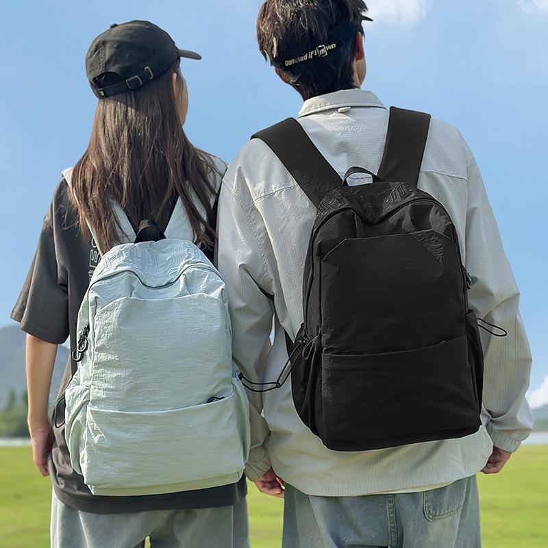 Schoolbag Korean version ins Simple solid color backpack for female junior high school students Large capacity schoolbag Lightweight outdoor travel