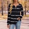 Women's Fashion V-Neck Button-Up T-Shirt With Patchwork Print Long-Sleeved Top